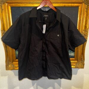 Banana Republic NEW Black Short Sleeve Boxy Button Down Top Size Large